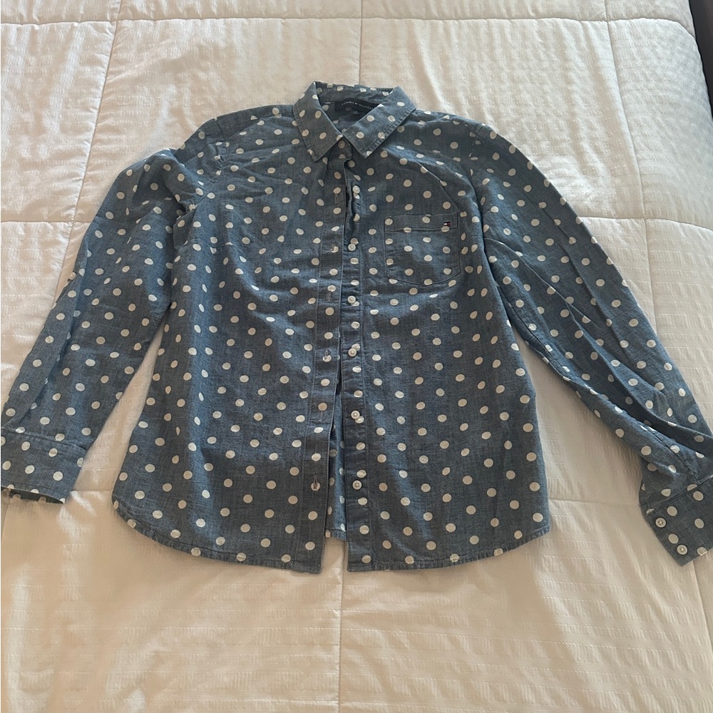 Tommy Hilfiger Denim Blue Polka Dot Shirt